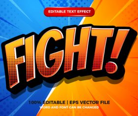 Cartoon fight editable text effect vector