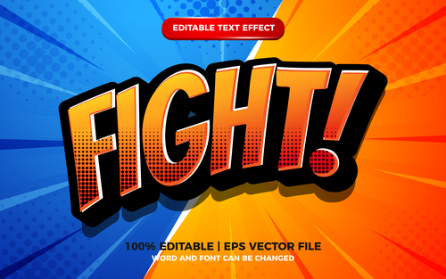 Cartoon fight editable text effect vector