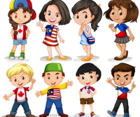 Cartoon little boy and little girl vector