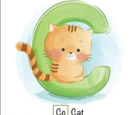Cat english word cartoon vector