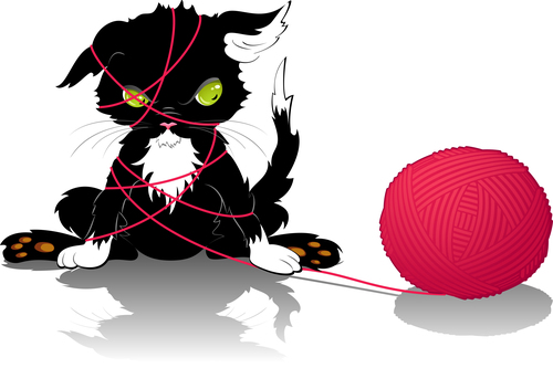 Cat entangled in thread vector