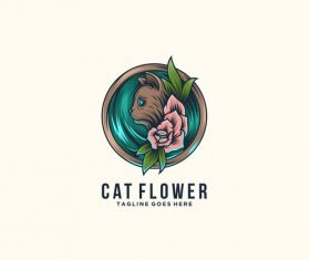 Cat flower logo vector