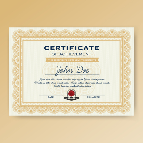Certificate of achievement design template vector