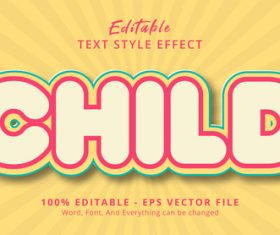 Child editable text style effect vector