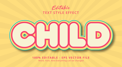 Child editable text style effect vector