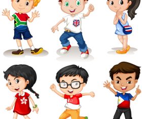 Children cartoon vector of different countries