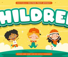 Children editable vector text effect vector