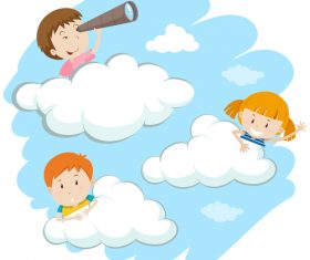 Children on the cloud cartoon vector