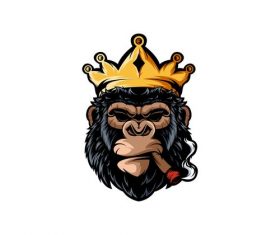 Chimpanzee king logo vector