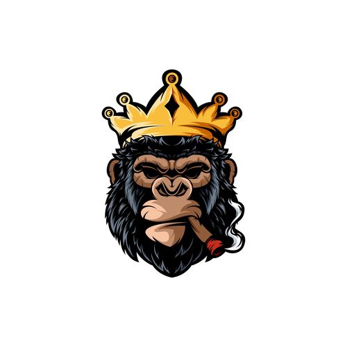 Chimpanzee king logo vector