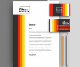 Color bar business letterhead and business card vector
