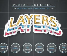 Color editable text effect font style vector