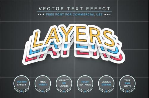 Color editable text effect font style vector