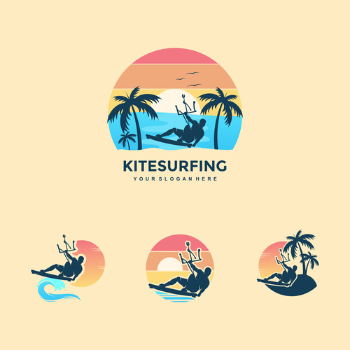 Colorful Kitesurfing logo vector design