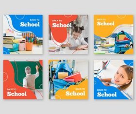 Colorful back to school card background vector