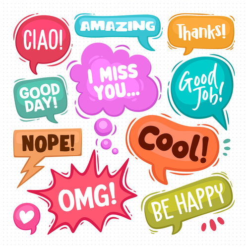 Colorful cartoon bubble text vector on white background