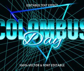 Columbus day editable text effect retro style vector