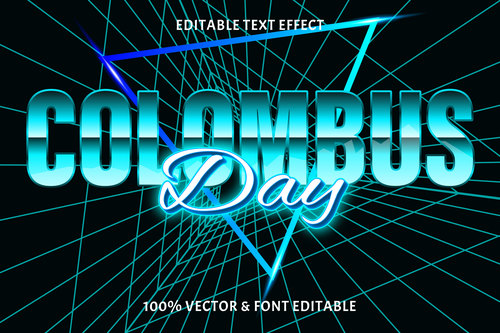 Columbus day editable text effect retro style vector