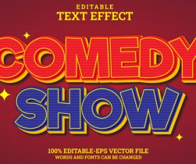Comedy show vector editable text effect