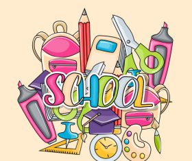 Comic sticker welcome back to school vector