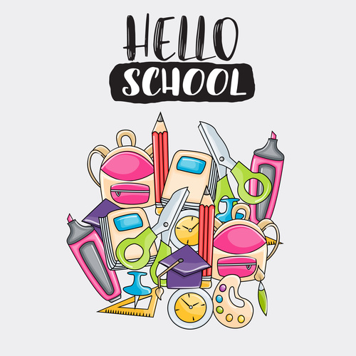 Comic welcome back to school background vector