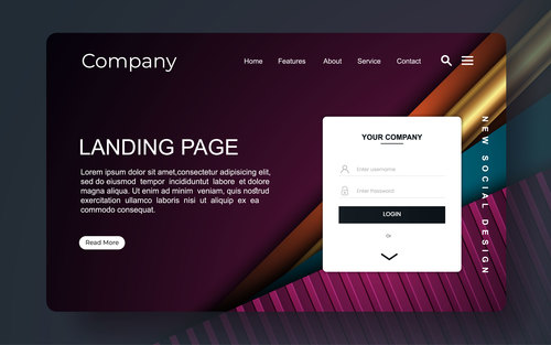 Corporate website landing page vector