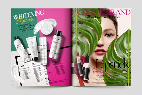 Cosmetic brand magazine cover vector