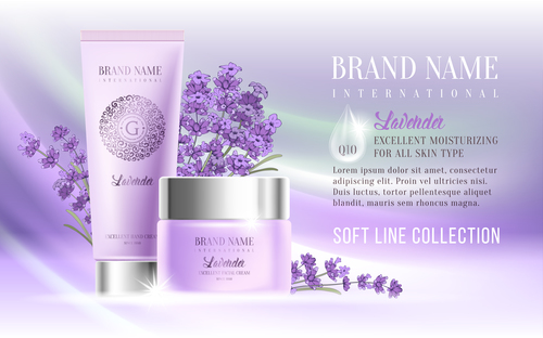 Cosmetics lavender series advertising vector