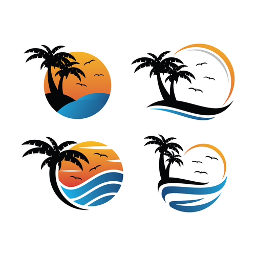 Creative beach logo vector