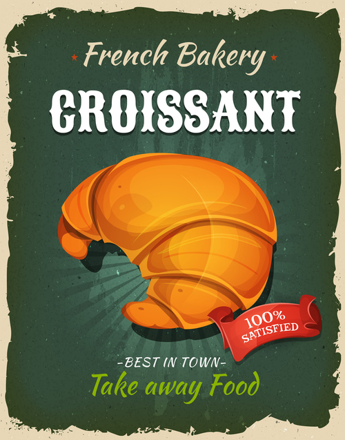 Croissant flyer vector
