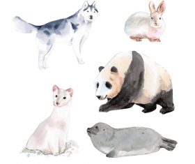 Cute animal watercolor illustration vector