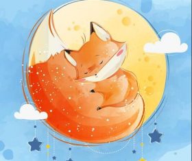 Cute fox baby cartoon vector
