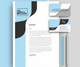 Cyan business letterhead and business card vector