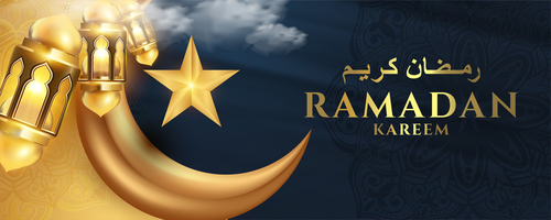Dark background ramadan greeting card vector