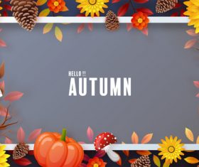 Decorative beautiful frame autumn card vector