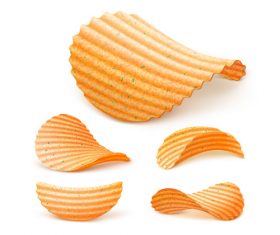 Delicious potato chips closeup vector