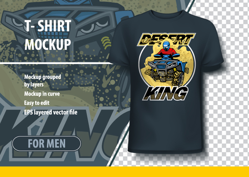 Desert king t shirt mockup vector