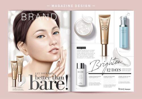 Design cosmetic magazine cover vector