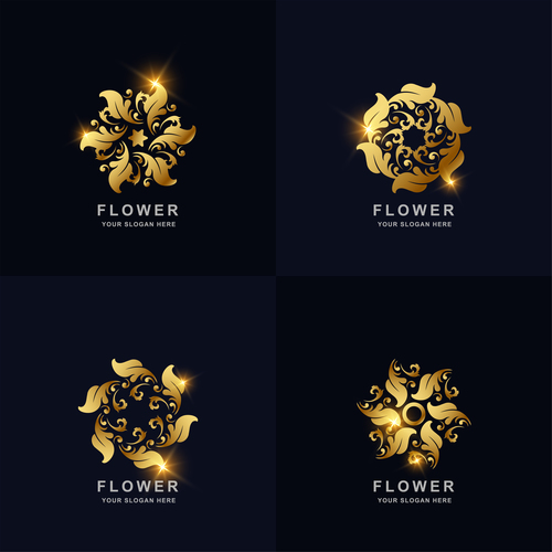 Different shape flower logo vector