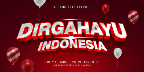 Dirgahayu indonesia vector editable text effect