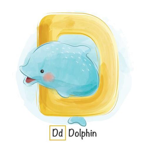Dolphin english word cartoon vector
