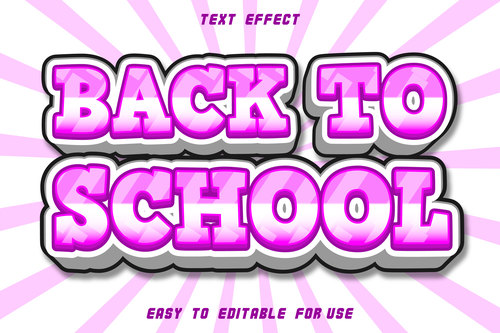 Editable text effect back to school vector