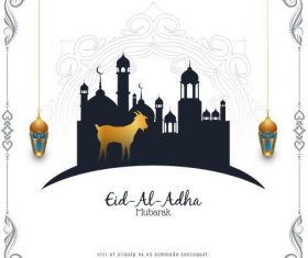 Eid al adha black and white silhouette vector
