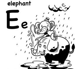 Elephant english word cartoon illustration vector