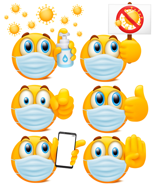 Emoji mask set vector