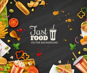 Fast food black background poster vector