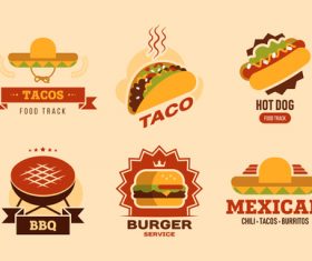 Fast food flat logo illustration collection vector
