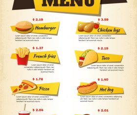 Fast food menu design vector