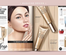 Female cosmetics magazine cover vector