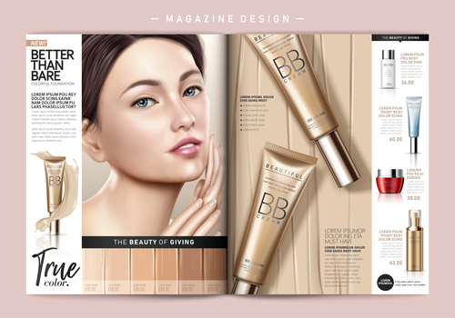 Female cosmetics magazine cover vector